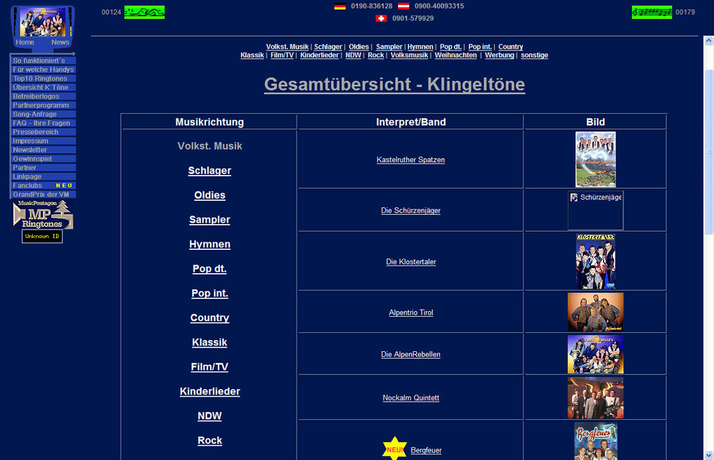 Ringtoneworld Übersicht Screenshot
